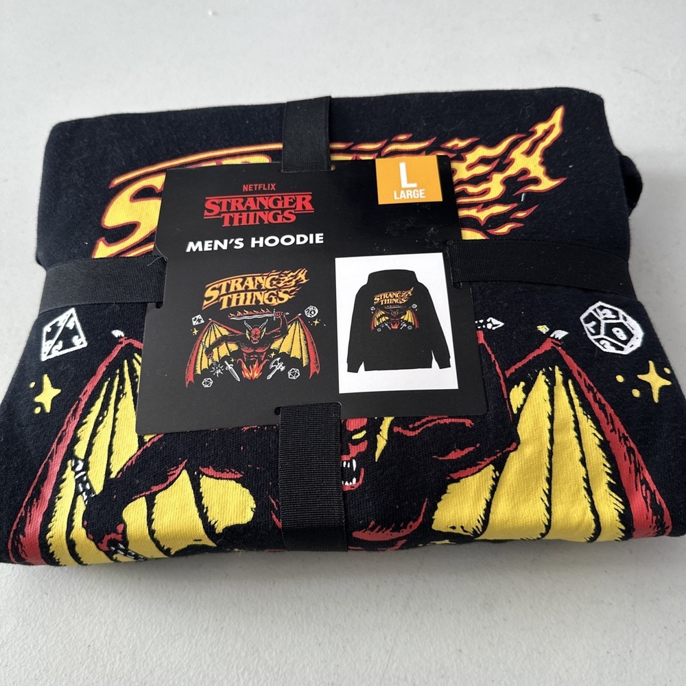 Stranger Things Mens Large Hellfire Club D&D Graphic Print Hoodie w/Pocket